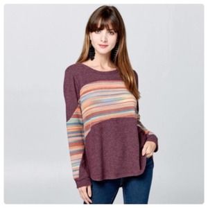 NWOT Soft Brushed Hacci Verigated Longsleeve Top - Women’s L